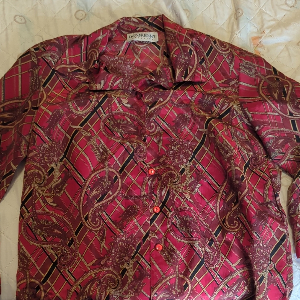 Donkenny Women's Red Patterned Blouse